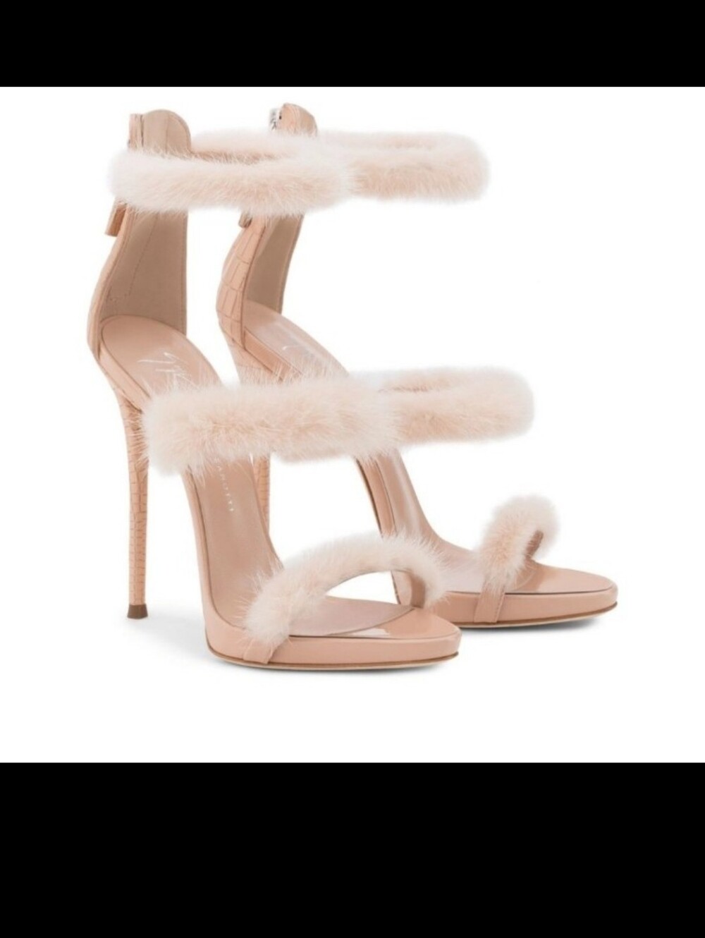 Giuseppe Zanotti Pink Fur Triple-Strap High Heels - Picture 8 of 13